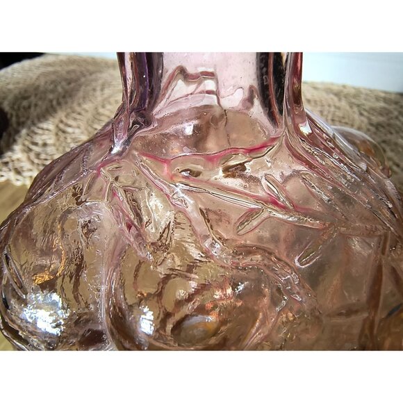 Vintage Grape Cluster Bottle, Clear Pinkish Purple Flashed Glass Heavyweight EUC - Picture 8 of 10